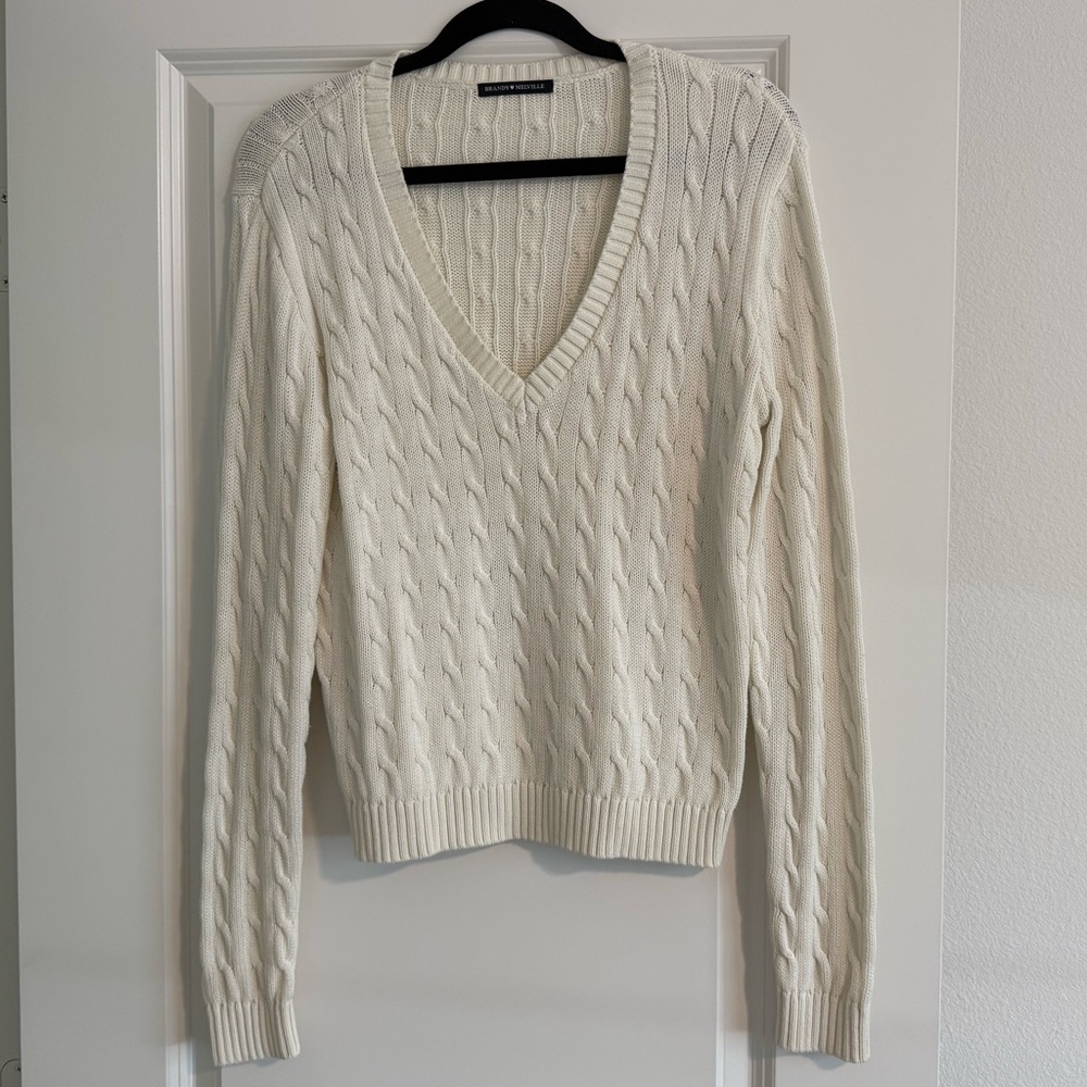 BRANDY MELVILLE Cable Knit V-Neck Sweater
